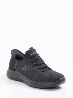 Skechers – Slip-On Sneaker aus gestricktem Textil schwarz