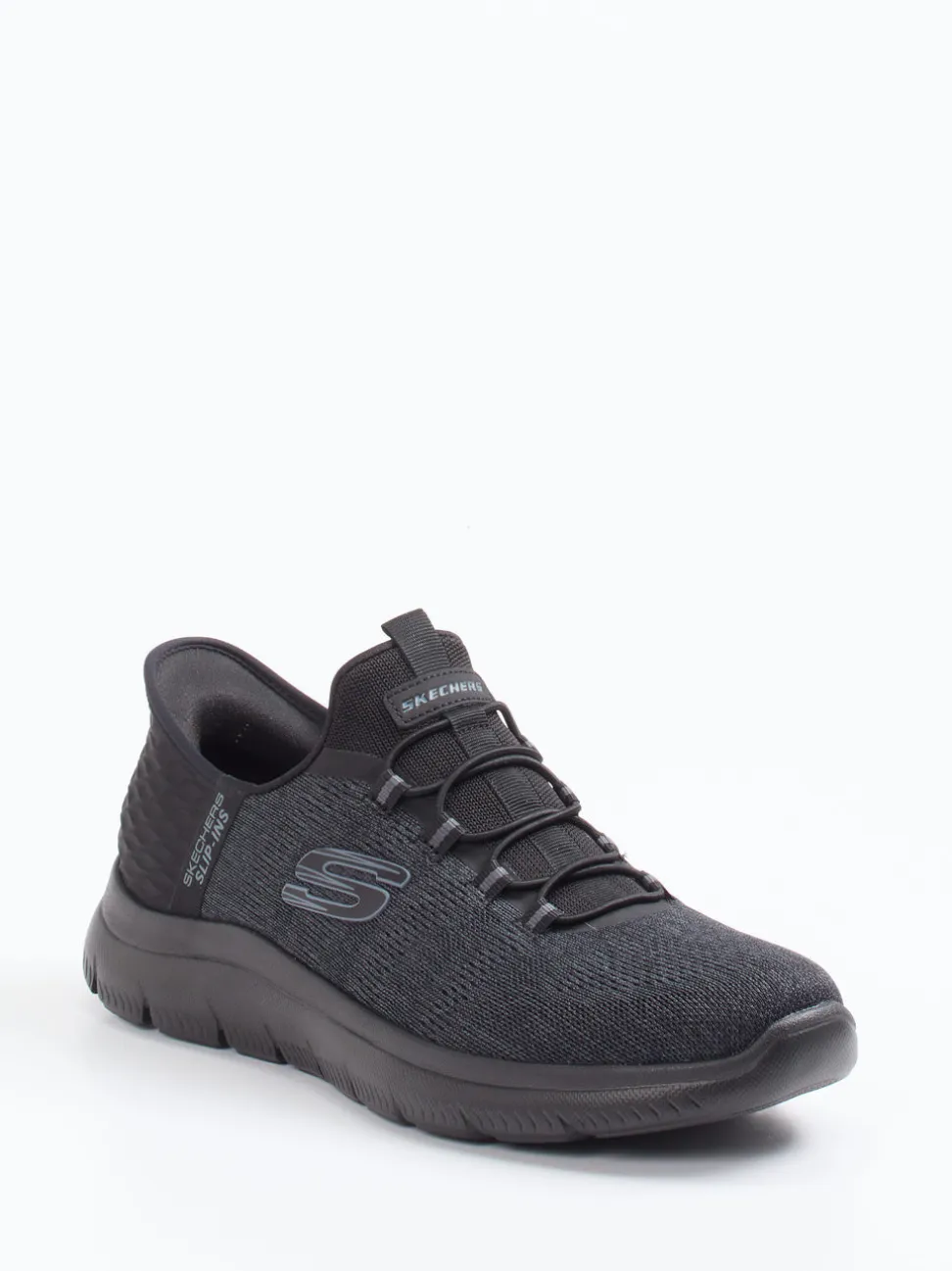 Skechers – Slip-On Sneaker aus gestricktem Textil schwarz