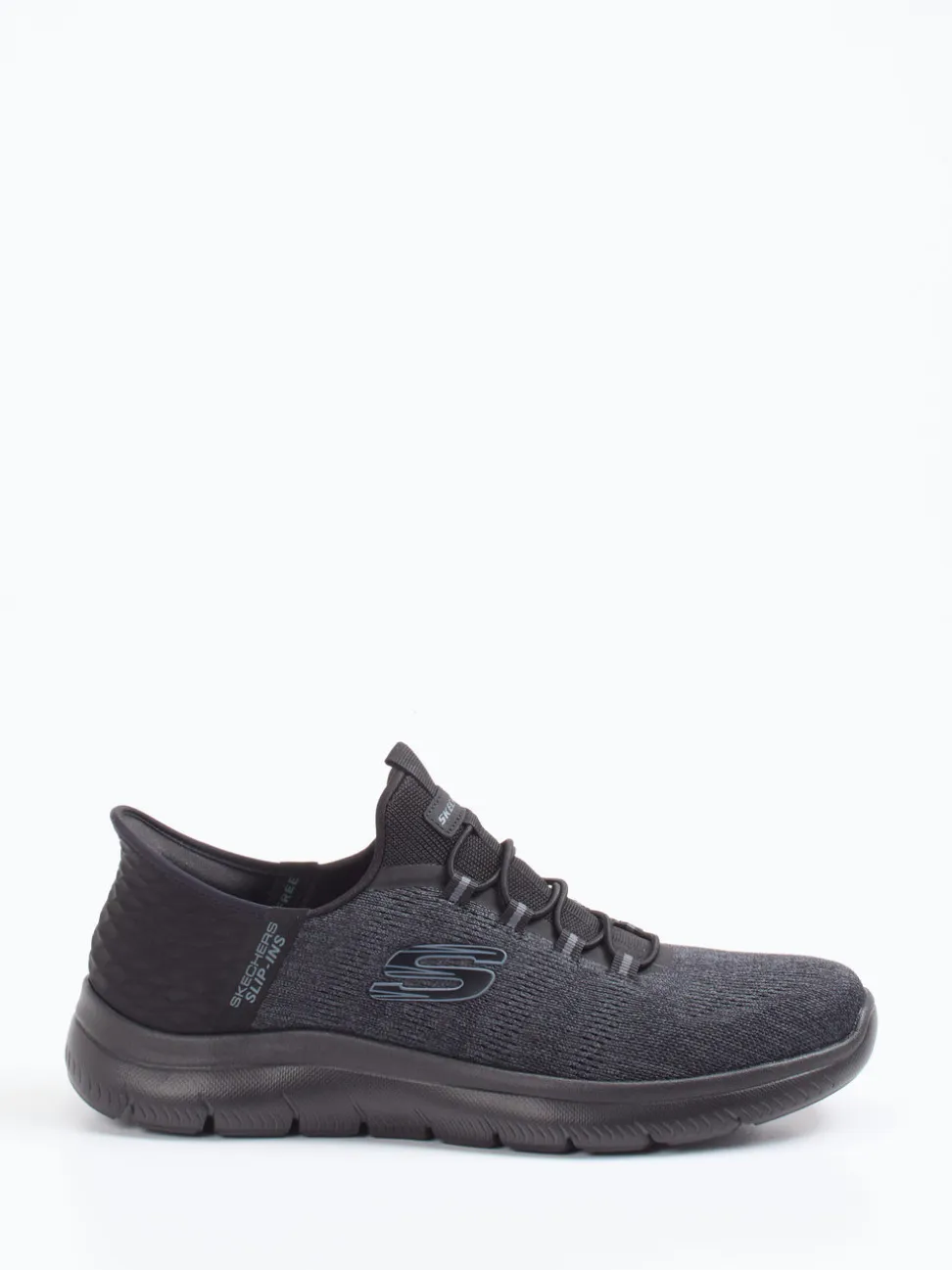 Skechers – Slip-On Sneaker aus gestricktem Textil schwarz