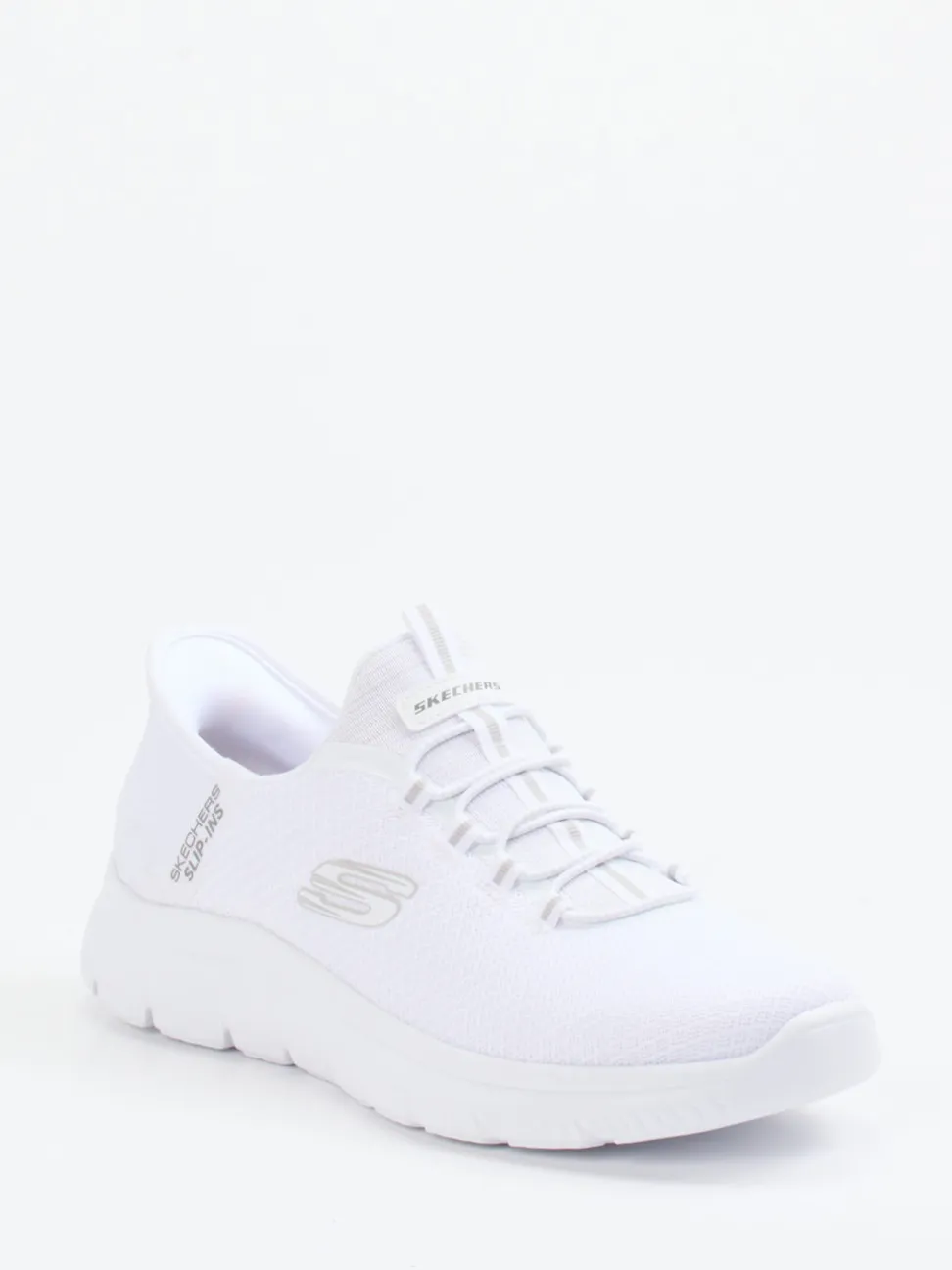 Skechers – Slip-On Sneaker aus Mesh-Textil weiß