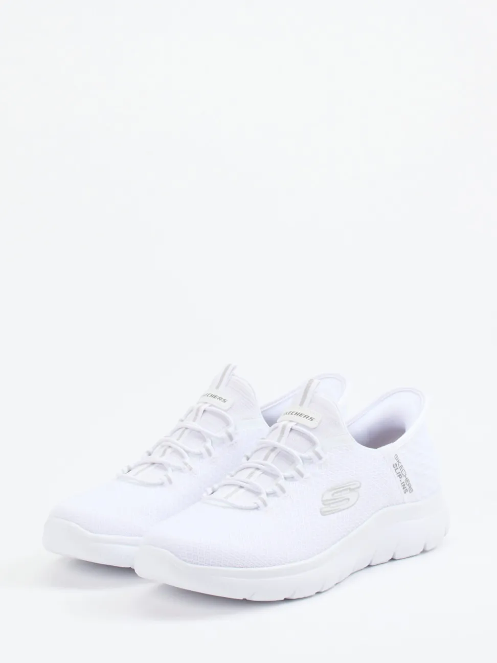 Skechers – Slip-On Sneaker aus Mesh-Textil weiß