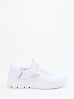 Skechers – Slip-On Sneaker aus Mesh-Textil weiß