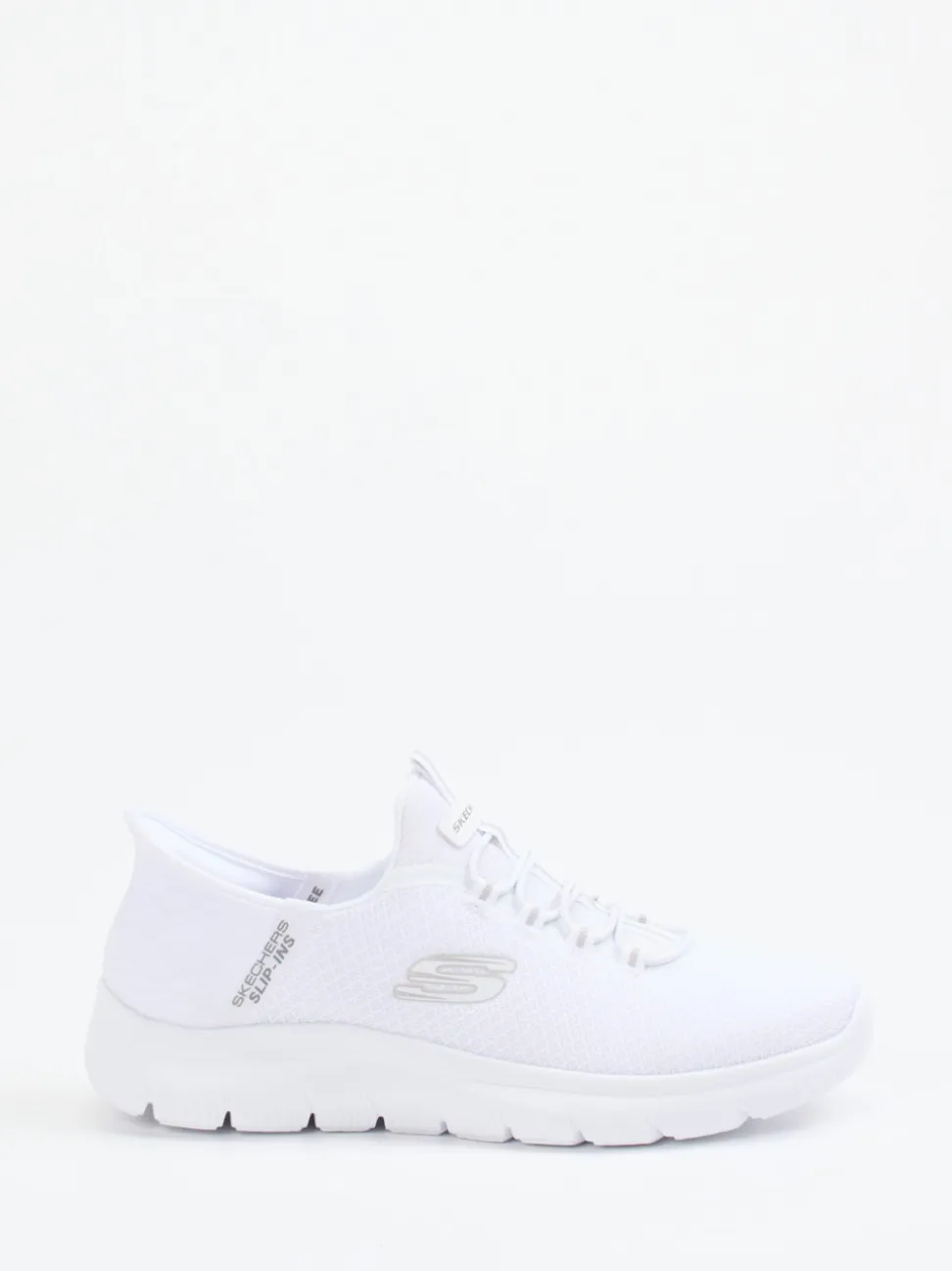 Skechers – Slip-On Sneaker aus Mesh-Textil weiß