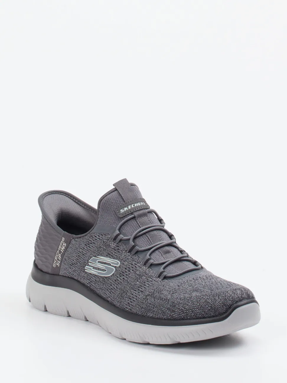 Skechers – Slip-On Sneaker aus Textilstrick grau