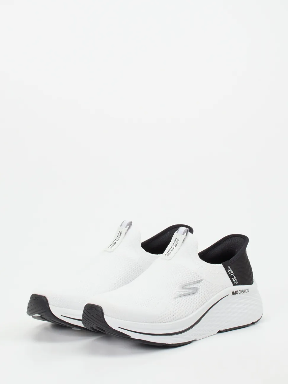 Skechers – Slip-On Sneaker aus gestricktem Textil weiß