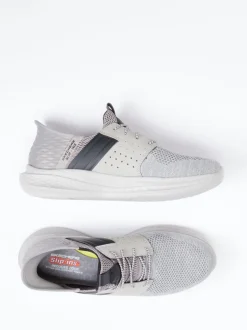 Skechers – Slip-On Sneaker aus Textil in Grau
