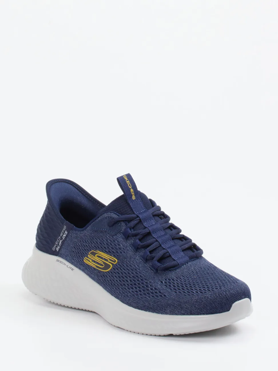 Skechers – Slip-On Sneaker aus Mesh-Textil marineblau