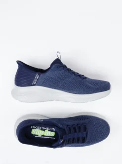 Skechers – Slip-On Sneaker aus Mesh-Textil marineblau