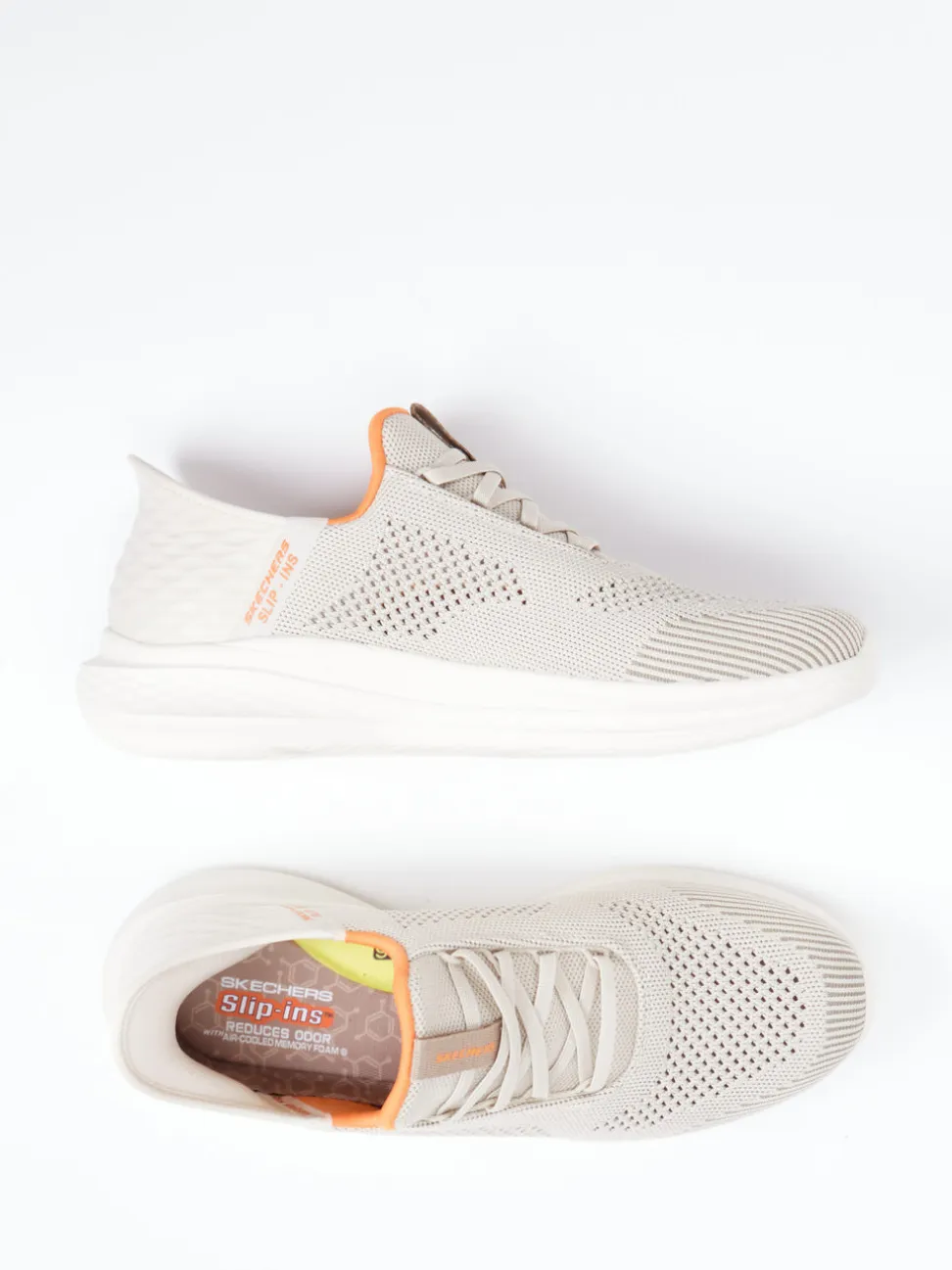 Skechers – Slip-On Sneaker aus Textilstrick Beige