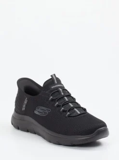 Skechers – Slip-On Sneaker aus Mesh in Schwarz