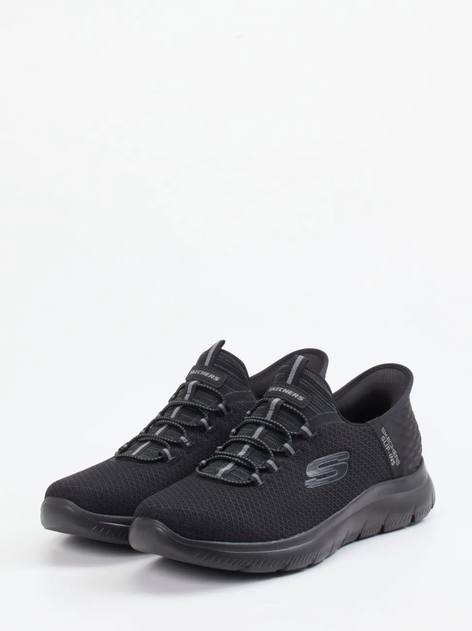 Skechers – Slip-On Sneaker aus Mesh in Schwarz