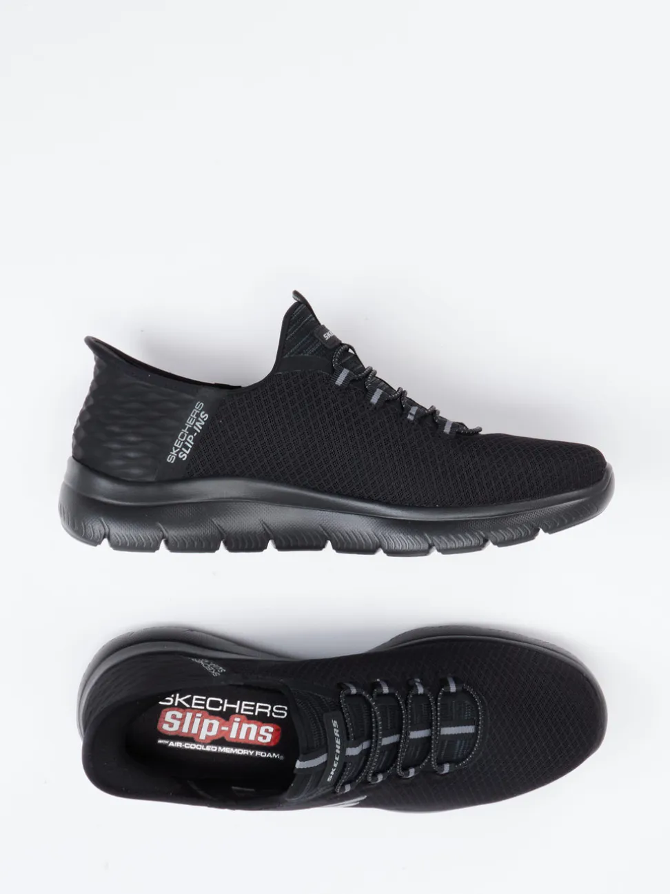 Skechers – Slip-On Sneaker aus Mesh in Schwarz