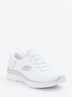 Skechers – Slip-On Sneaker aus Textilmesh Weiß
