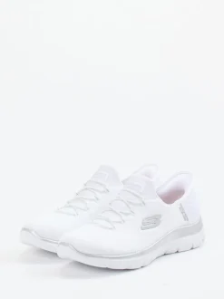 Skechers – Slip-On Sneaker aus Textilmesh Weiß