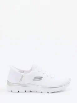 Skechers – Slip-On Sneaker aus Textilmesh Weiß