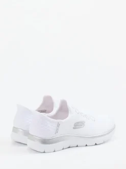 Skechers – Slip-On Sneaker aus Textilmesh Weiß