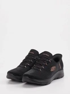 Skechers – Slip-On Sneaker aus Textil in Schwarz