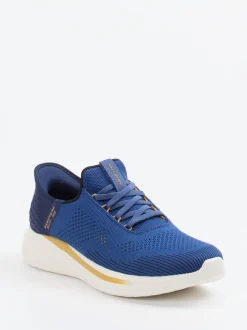 Skechers – Slip-On Sneaker aus gestricktem Textil blau