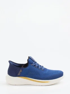 Skechers – Slip-On Sneaker aus gestricktem Textil blau
