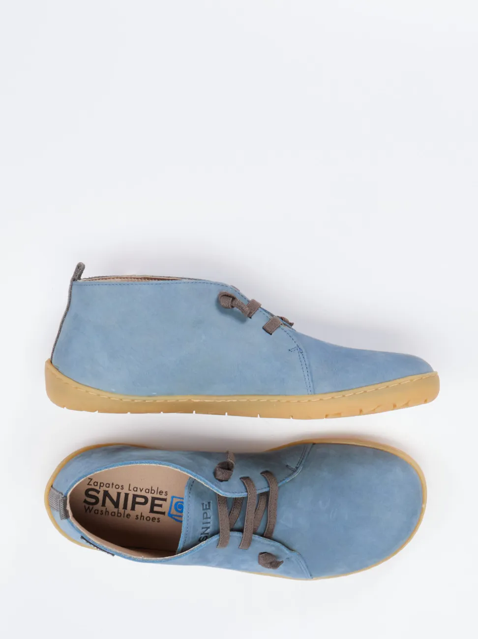 Snipe – Barfuß-Schnürschuh aus Nubukleder in Blau