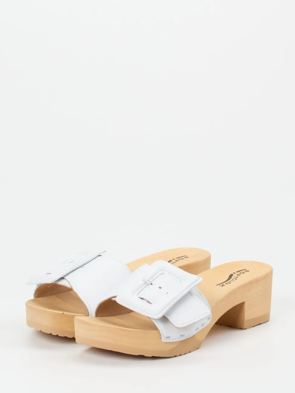 Softclox – Clogs aus Lammleder mit Holzsohle Weiß