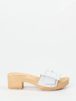 Softclox – Clogs aus Lammleder mit Holzsohle Weiß