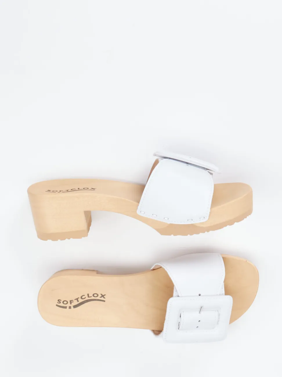 Softclox – Clogs aus Lammleder mit Holzsohle Weiß