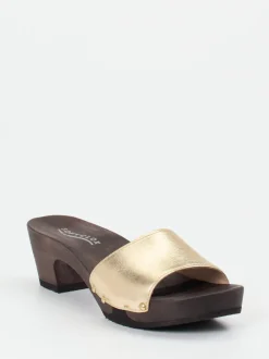 Softclox – Clogs aus Metallicleder und Holzsohle