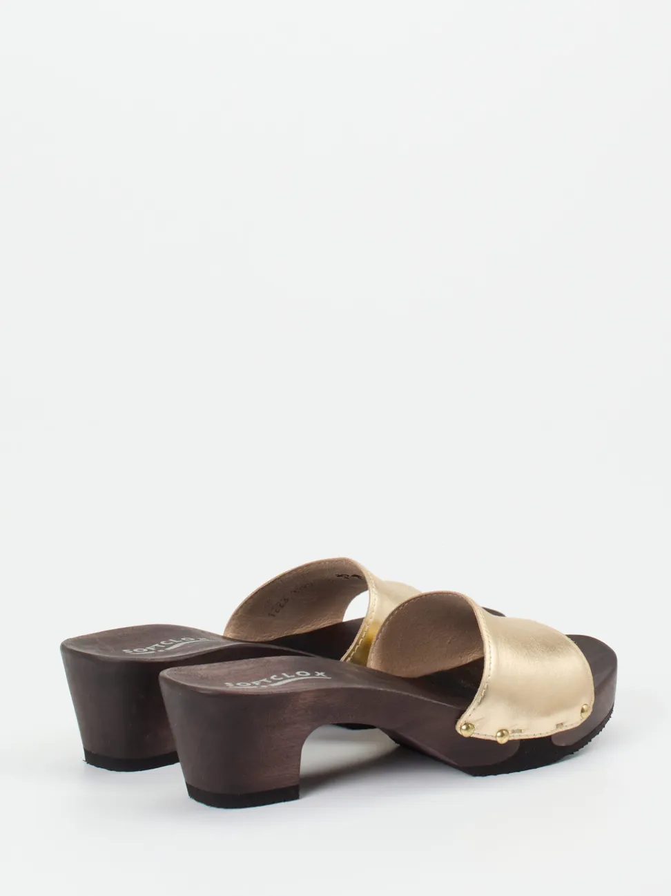 Softclox – Clogs aus Metallicleder und Holzsohle