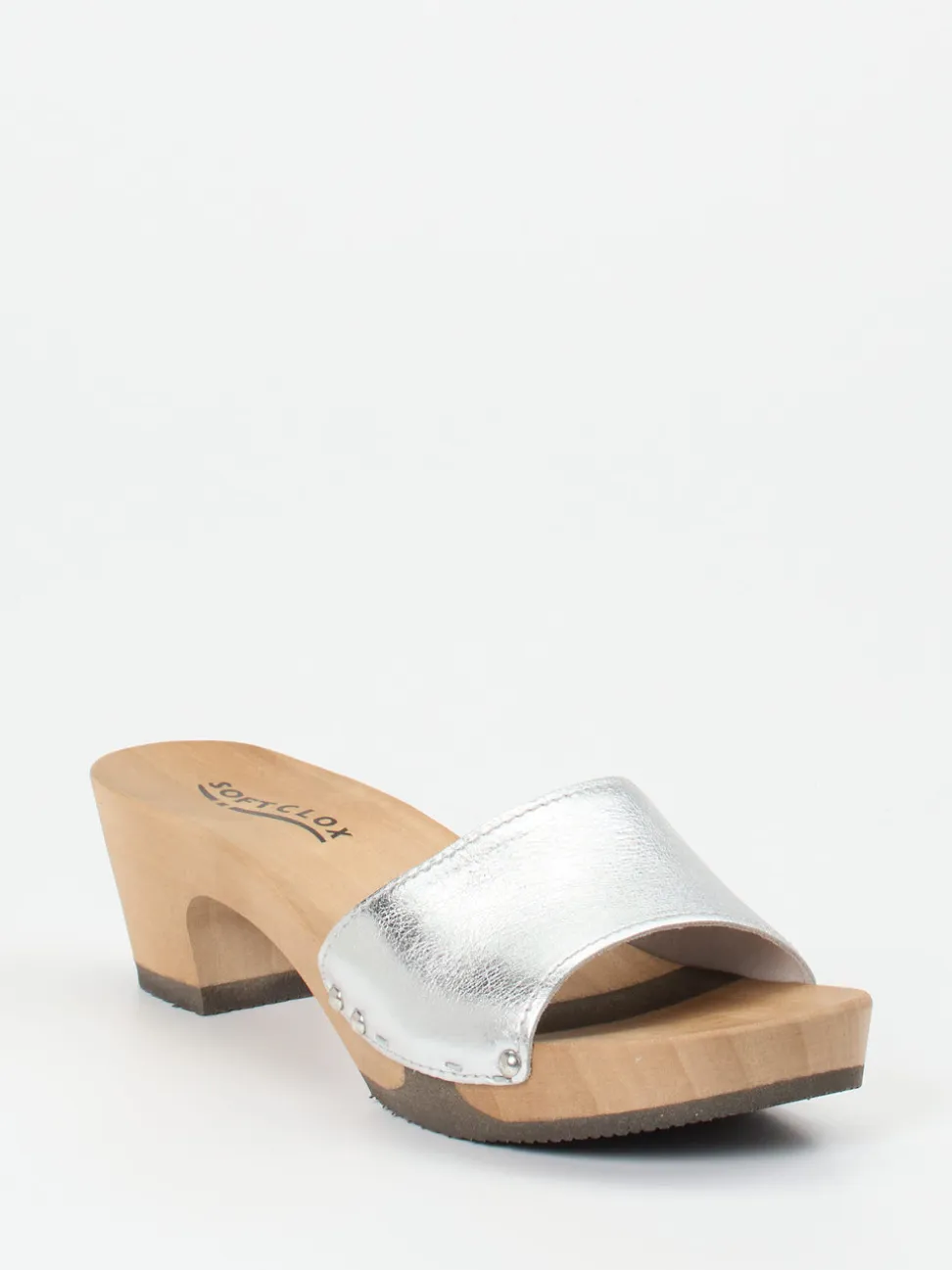 Softclox – Clogs aus Metallicleder mit Holzsohle