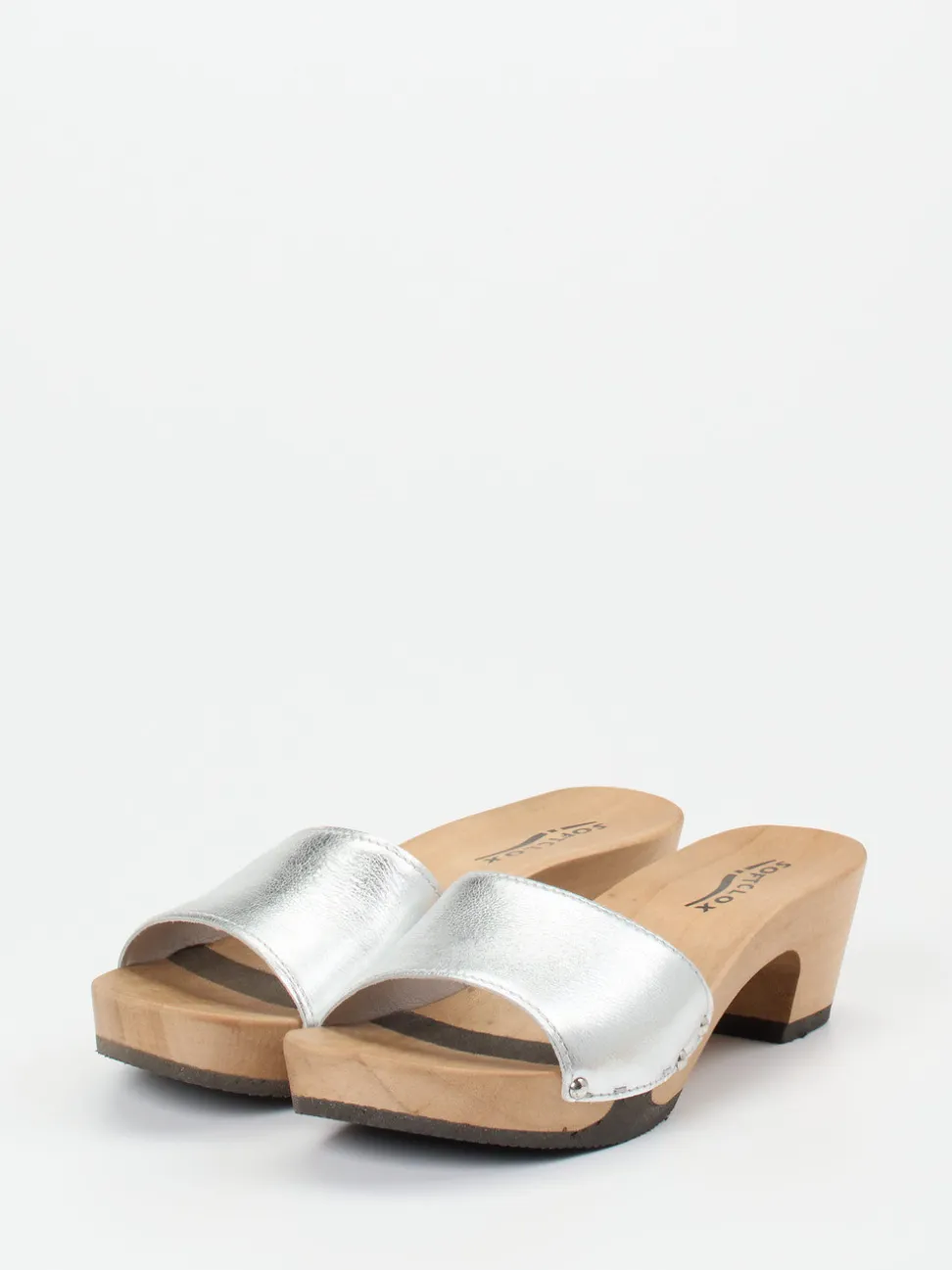 Softclox – Clogs aus Metallicleder mit Holzsohle