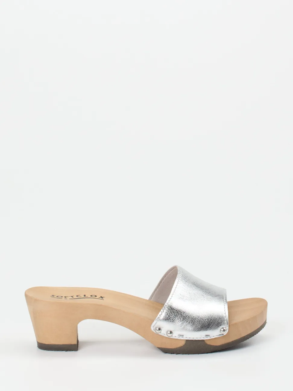 Softclox – Clogs aus Metallicleder mit Holzsohle