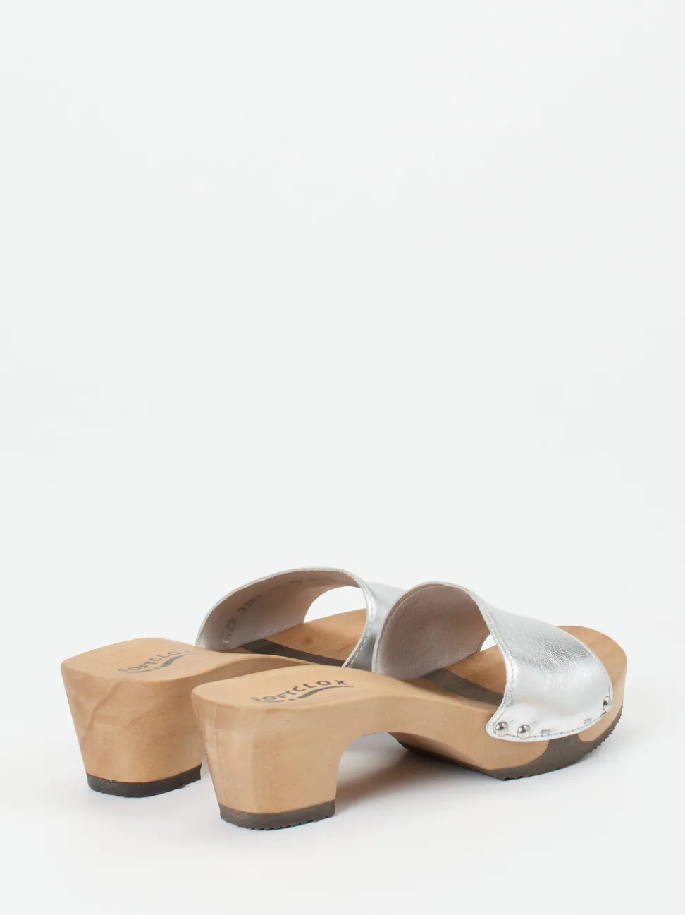 Softclox – Clogs aus Metallicleder mit Holzsohle