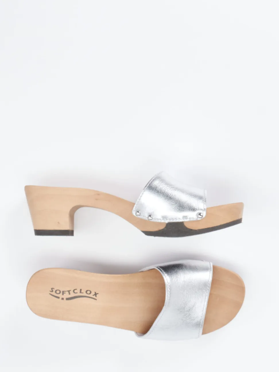 Softclox – Clogs aus Metallicleder mit Holzsohle
