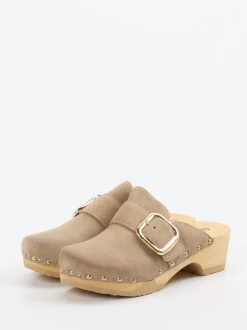 Softclox – Clogs aus Veloursleder mit Holzsohle