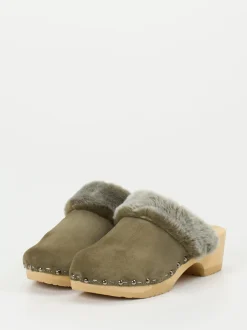 Softclox – Clogs aus Veloursleder mit Lammfell