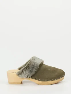 Softclox – Clogs aus Veloursleder mit Lammfell