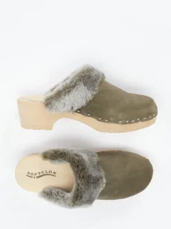 Softclox – Clogs aus Veloursleder mit Lammfell