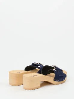 Softclox – Clogs aus Veloursleder in Dunkelblau