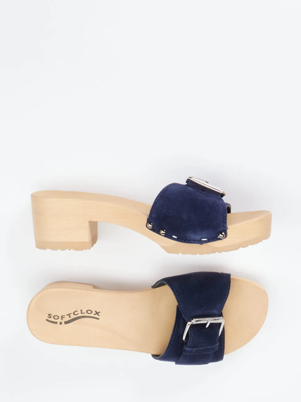 Softclox – Clogs aus Veloursleder in Dunkelblau
