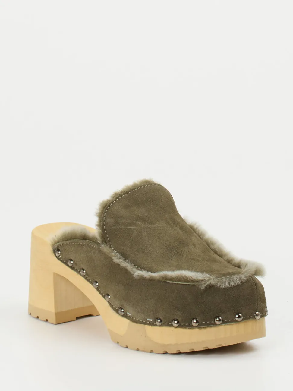 Softclox – Clogs aus Veloursleder olivgrün gefüttert