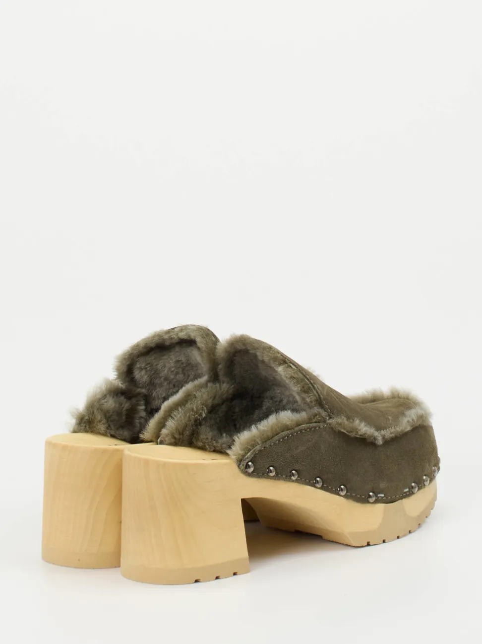 Softclox – Clogs aus Veloursleder olivgrün gefüttert