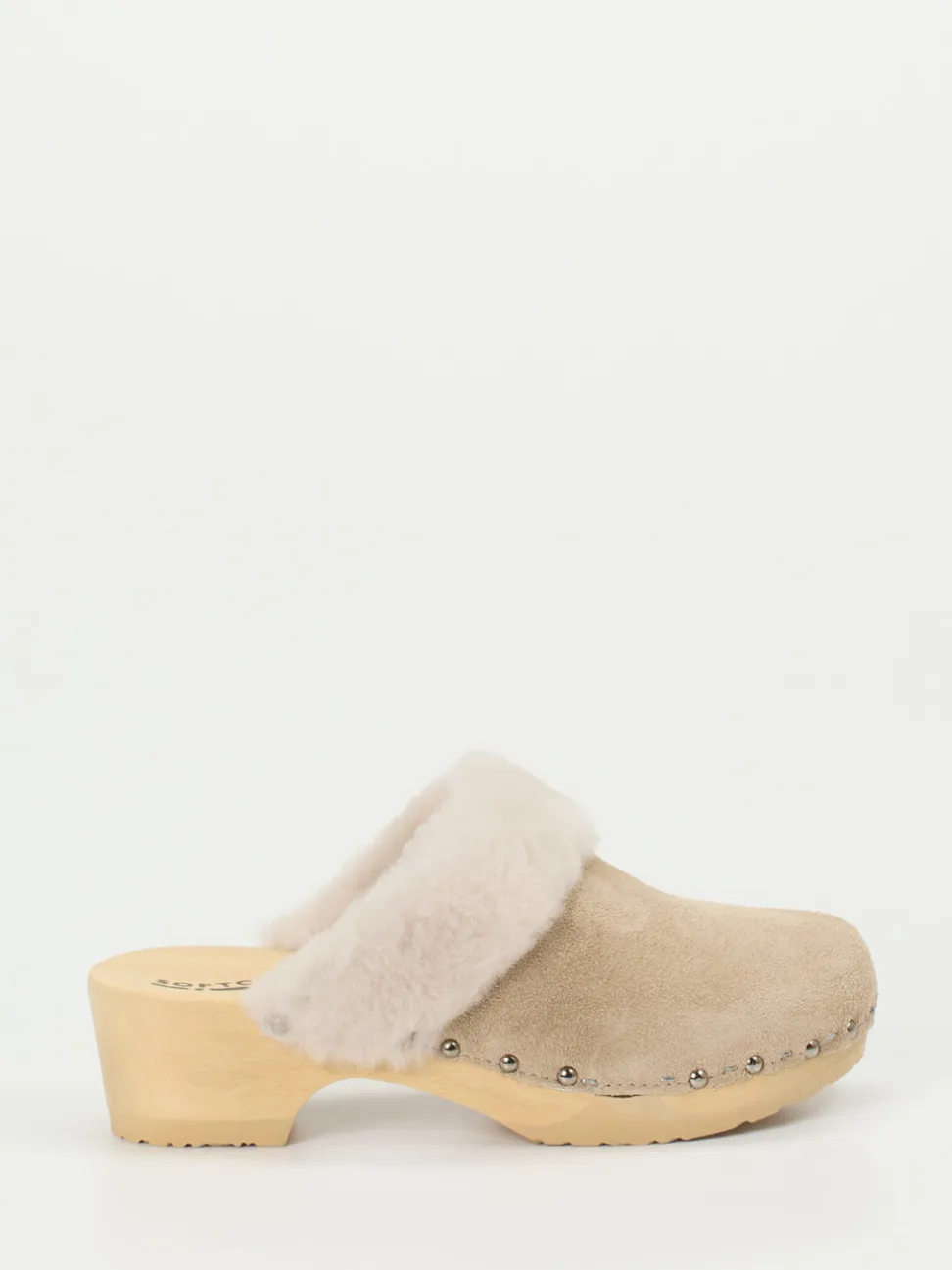 Softclox – Clogs aus Veloursleder mit Lammfellrand