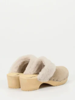Softclox – Clogs aus Veloursleder mit Lammfellrand