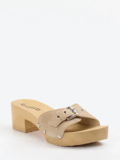 Softclox – Clogs aus Veloursleder in Beigebraun
