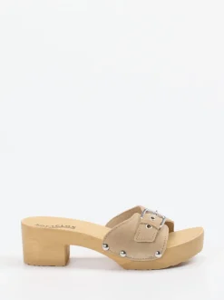 Softclox – Clogs aus Veloursleder in Beigebraun