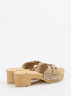 Softclox – Clogs aus Veloursleder in Beigebraun