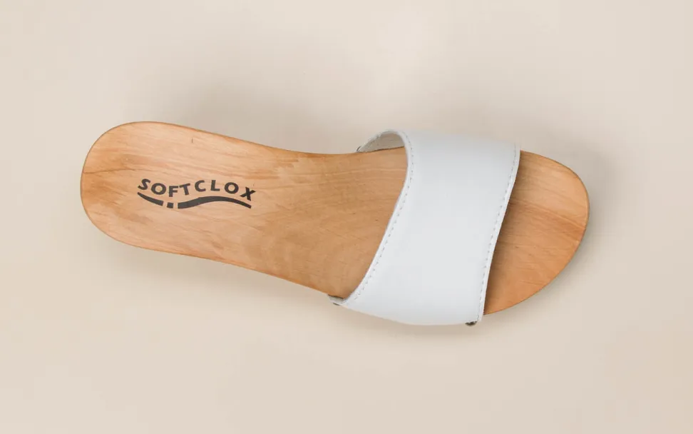 Softclox – Clog-Sandale aus Lackleder Weiß