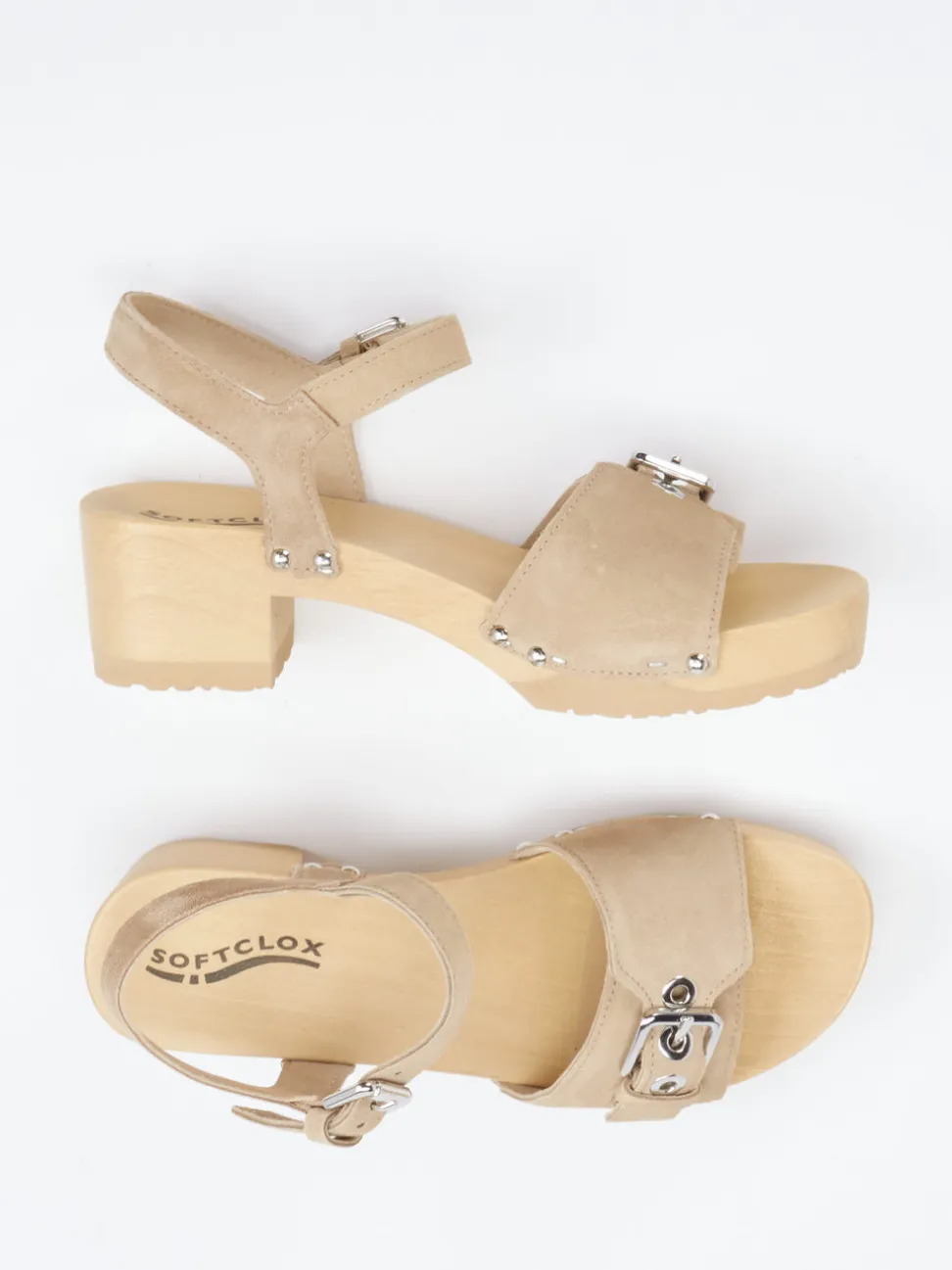 Softclox – Clogsandalen aus Veloursleder sandbeige