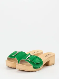 Softclox – Damen-Clogs aus Veloursleder grün